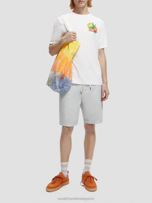Scotch & Soda Hommes t-shirt coupe classique à motif artistique blanc vêtements 4HB4435