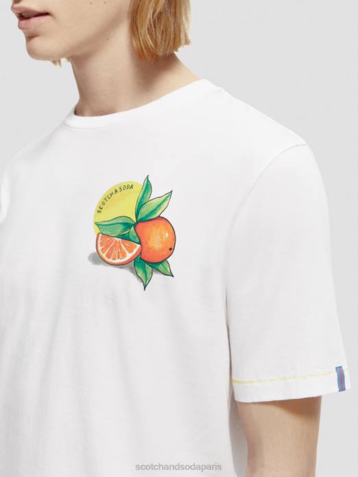 Scotch & Soda Hommes t-shirt coupe classique à motif artistique blanc vêtements 4HB4435