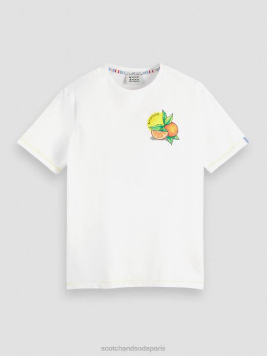 Scotch & Soda Hommes t-shirt coupe classique à motif artistique blanc vêtements 4HB4435