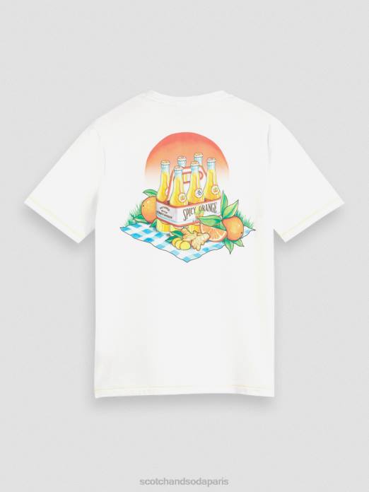 Scotch & Soda Hommes t-shirt coupe classique à motif artistique blanc vêtements 4HB4435