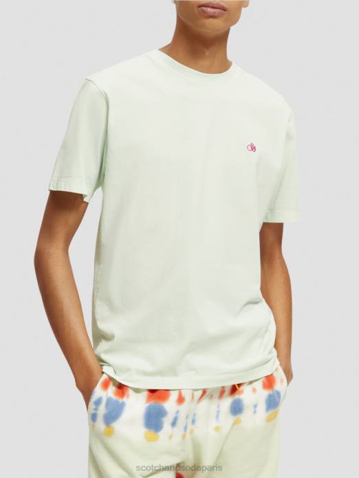 Scotch & Soda Hommes t-shirt coupe classique teint en pièce menthe vêtements 4HB4433