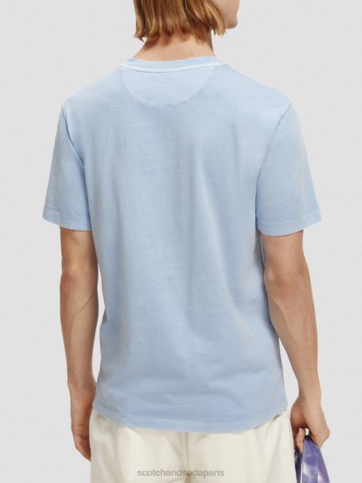 Scotch & Soda Hommes t-shirt coupe classique teint en pièce mer bleue vêtements 4HB4432