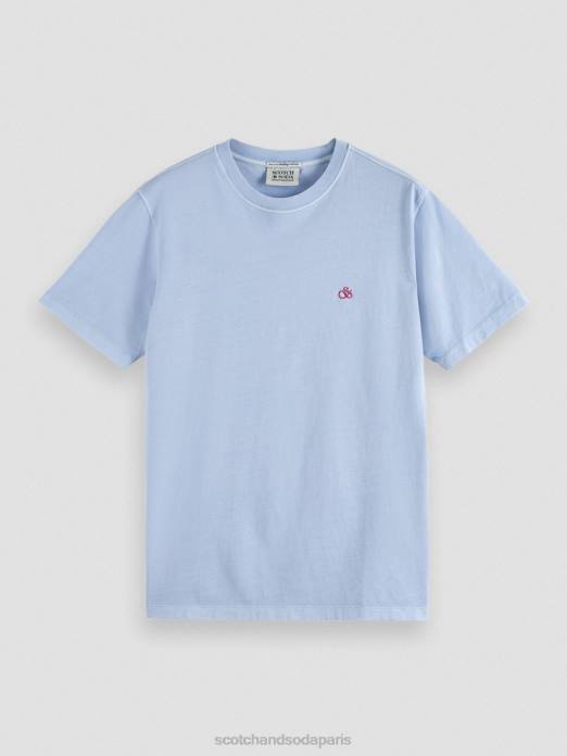 Scotch & Soda Hommes t-shirt coupe classique teint en pièce mer bleue vêtements 4HB4432