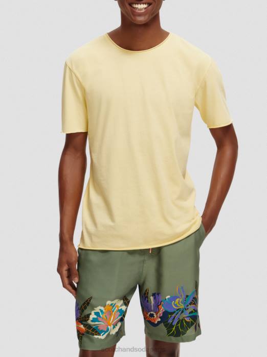 Scotch & Soda Hommes t-shirt coupe décontractée à bords bruts banane vêtements 4HB4386