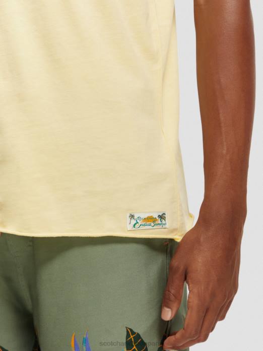 Scotch & Soda Hommes t-shirt coupe décontractée à bords bruts banane vêtements 4HB4386