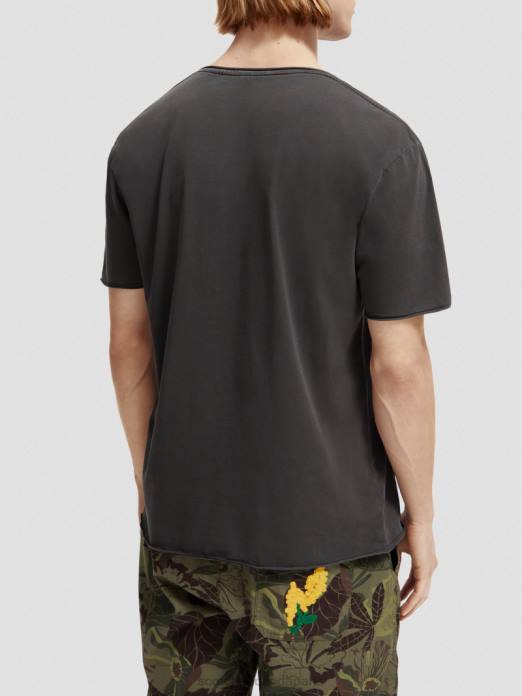 Scotch & Soda Hommes t-shirt coupe décontractée à bords bruts noir vêtements 4HB4384