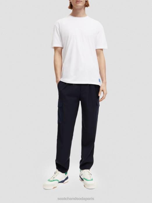 Scotch & Soda Hommes t-shirt coupe décontractée en coton biologique à bords francs blanc vêtements 4HB4454