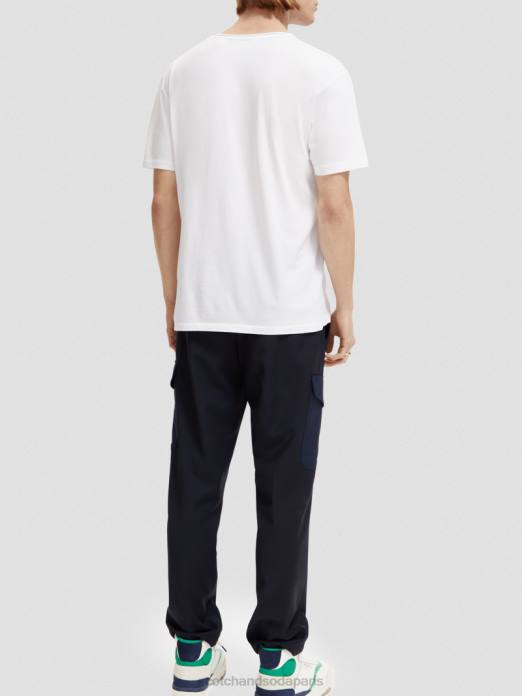 Scotch & Soda Hommes t-shirt coupe décontractée en coton biologique à bords francs blanc vêtements 4HB4454