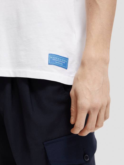 Scotch & Soda Hommes t-shirt coupe décontractée en coton biologique à bords francs blanc vêtements 4HB4454