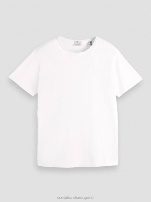 Scotch & Soda Hommes t-shirt coupe décontractée en coton biologique à bords francs blanc vêtements 4HB4454