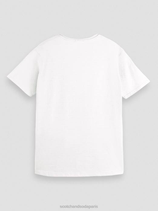 Scotch & Soda Hommes t-shirt coupe décontractée en coton biologique à bords francs blanc vêtements 4HB4454