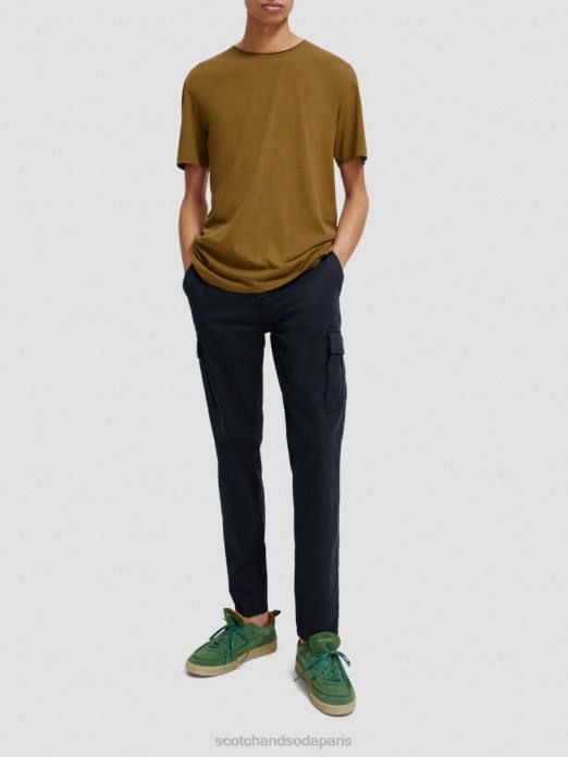 Scotch & Soda Hommes t-shirt coupe décontractée en coton biologique à bords francs kaki vêtements 4HB4452
