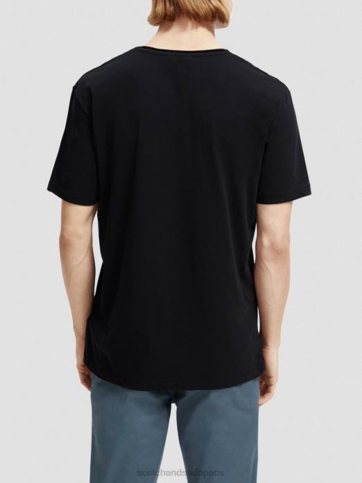 Scotch & Soda Hommes t-shirt coupe décontractée en coton biologique à bords francs noir vêtements 4HB4453
