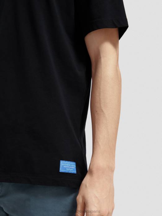 Scotch & Soda Hommes t-shirt coupe décontractée en coton biologique à bords francs noir vêtements 4HB4453
