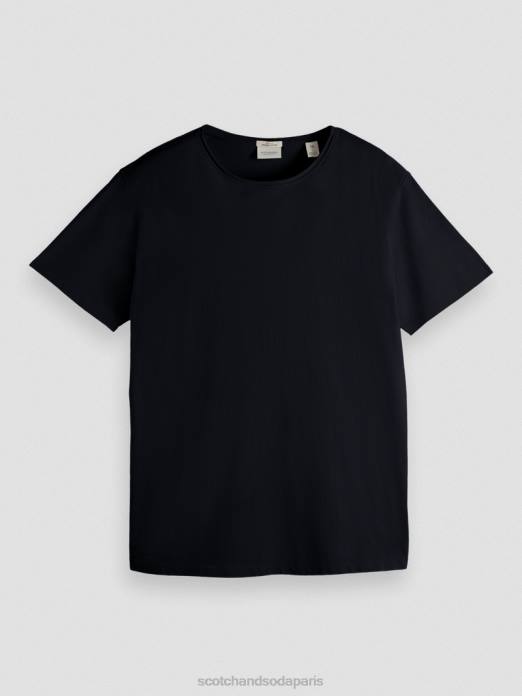 Scotch & Soda Hommes t-shirt coupe décontractée en coton biologique à bords francs noir vêtements 4HB4453