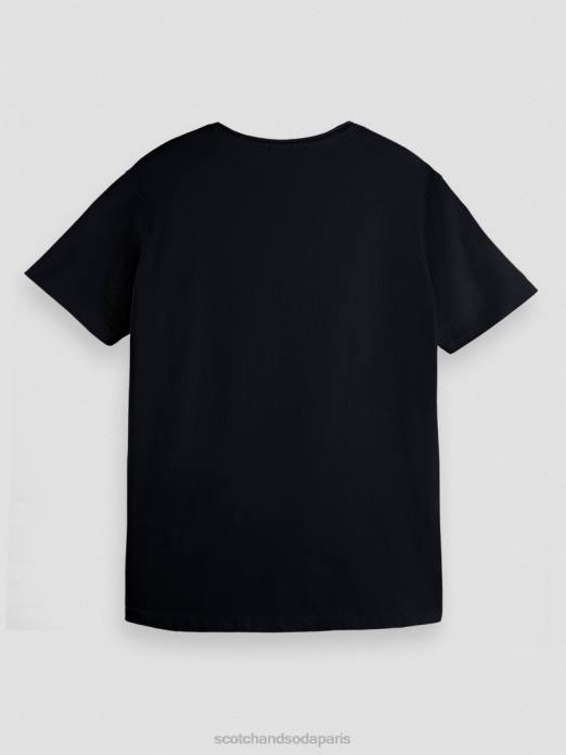 Scotch & Soda Hommes t-shirt coupe décontractée en coton biologique à bords francs noir vêtements 4HB4453