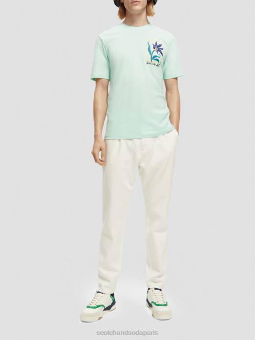 Scotch & Soda Hommes t-shirt coupe décontractée en coton biologique à motif artistique baie vêtements 4HB4416