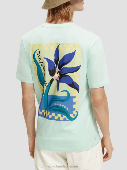 Scotch & Soda Hommes t-shirt coupe décontractée en coton biologique à motif artistique baie vêtements 4HB4416