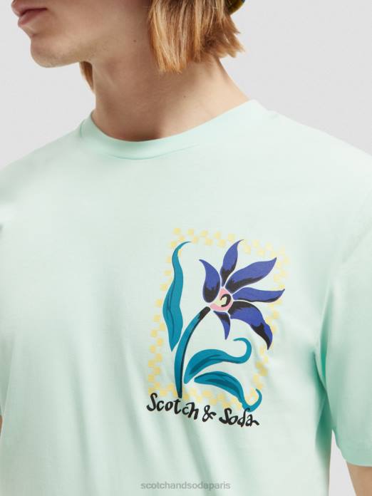 Scotch & Soda Hommes t-shirt coupe décontractée en coton biologique à motif artistique baie vêtements 4HB4416