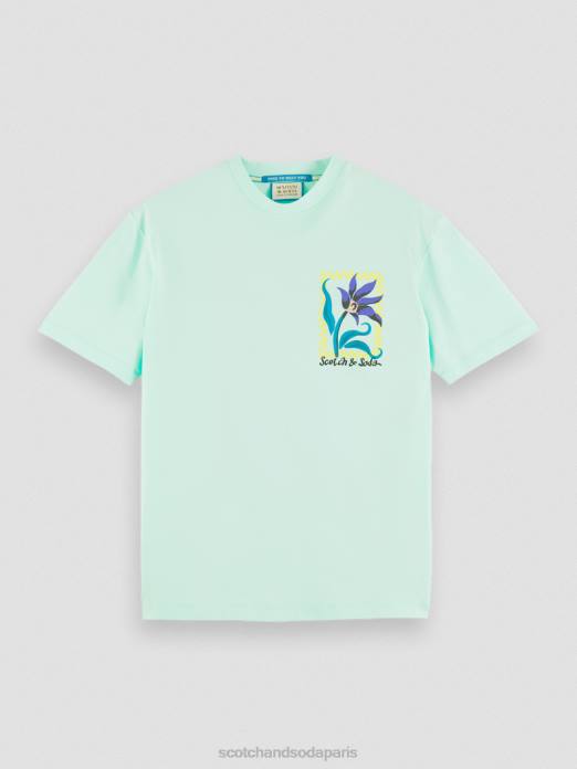 Scotch & Soda Hommes t-shirt coupe décontractée en coton biologique à motif artistique baie vêtements 4HB4416