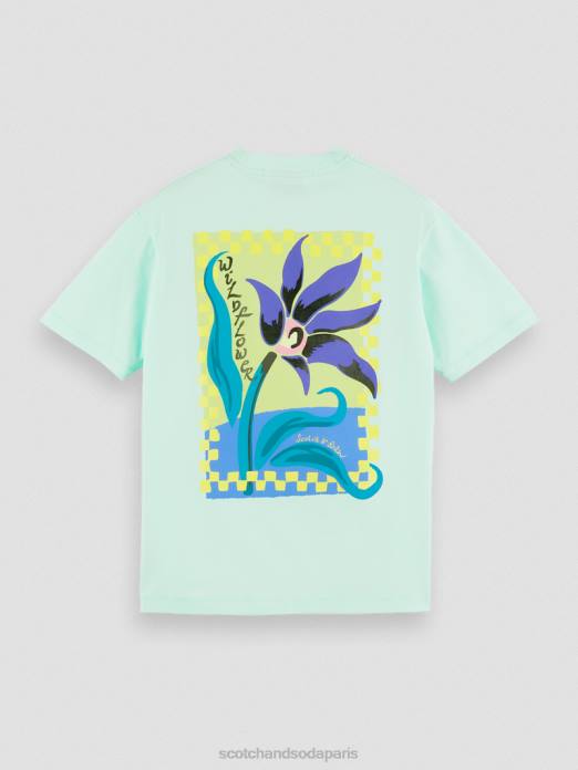 Scotch & Soda Hommes t-shirt coupe décontractée en coton biologique à motif artistique baie vêtements 4HB4416