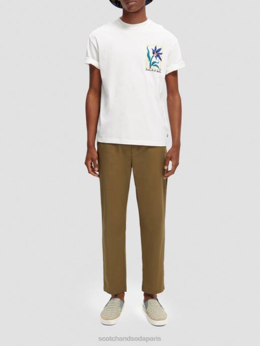 Scotch & Soda Hommes t-shirt coupe décontractée en coton biologique à motif artistique blanc vêtements 4HB4417