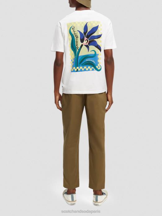 Scotch & Soda Hommes t-shirt coupe décontractée en coton biologique à motif artistique blanc vêtements 4HB4417