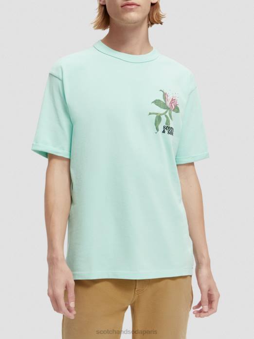 Scotch & Soda Hommes t-shirt coupe décontractée à motif artistique biologique baie vêtements 4HB4361