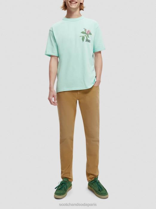 Scotch & Soda Hommes t-shirt coupe décontractée à motif artistique biologique baie vêtements 4HB4361