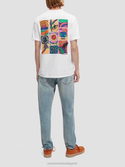 Scotch & Soda Hommes t-shirt coupe décontractée à motif artistique biologique blanc vêtements 4HB4359
