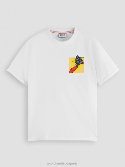 Scotch & Soda Hommes t-shirt coupe décontractée à motif artistique biologique blanc vêtements 4HB4359