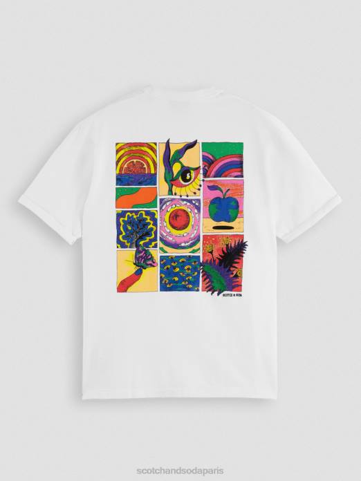 Scotch & Soda Hommes t-shirt coupe décontractée à motif artistique biologique blanc vêtements 4HB4359