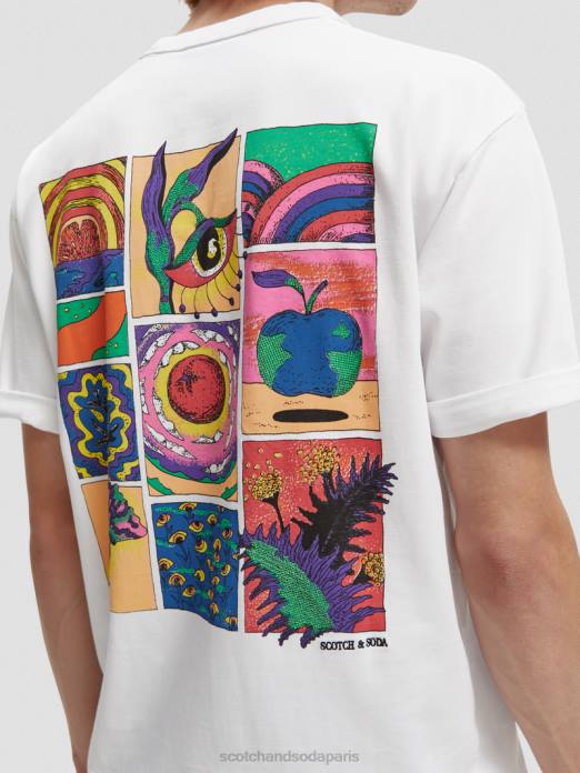 Scotch & Soda Hommes t-shirt coupe décontractée à motif artistique biologique blanc vêtements 4HB4359