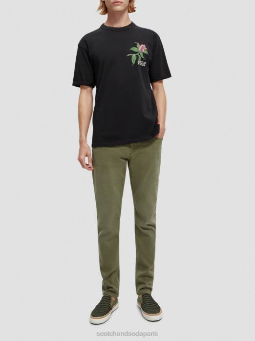 Scotch & Soda Hommes t-shirt coupe décontractée à motif artistique biologique noir vêtements 4HB4362