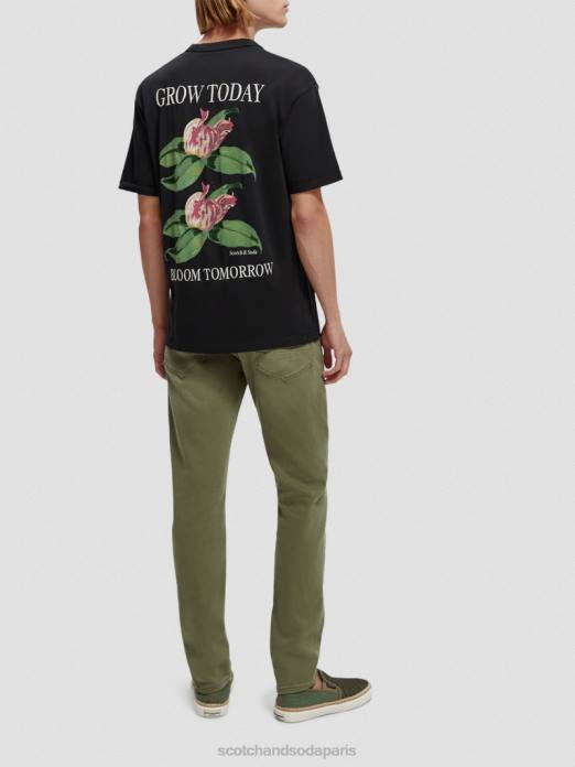 Scotch & Soda Hommes t-shirt coupe décontractée à motif artistique biologique noir vêtements 4HB4362