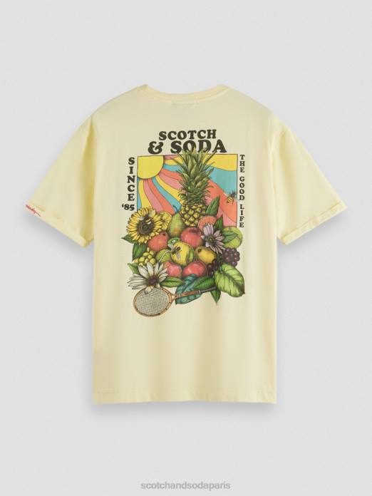 Scotch & Soda Hommes t-shirt décontracté à motif artistique banane vêtements 4HB4458
