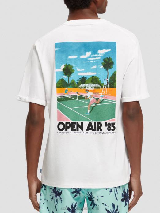 Scotch & Soda Hommes t-shirt décontracté à motif artistique blanc vêtements 4HB4420