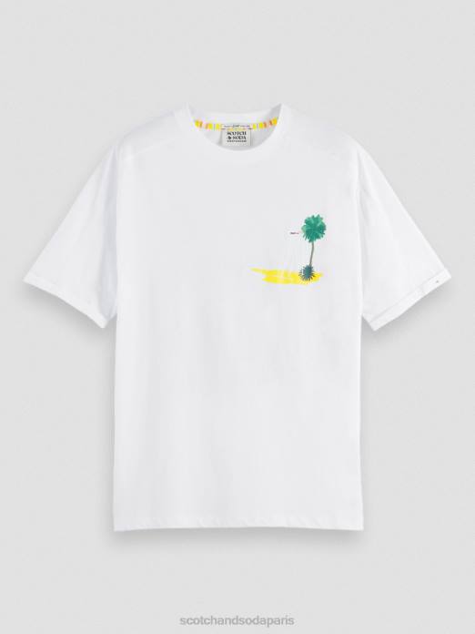 Scotch & Soda Hommes t-shirt décontracté à motif artistique blanc vêtements 4HB4420