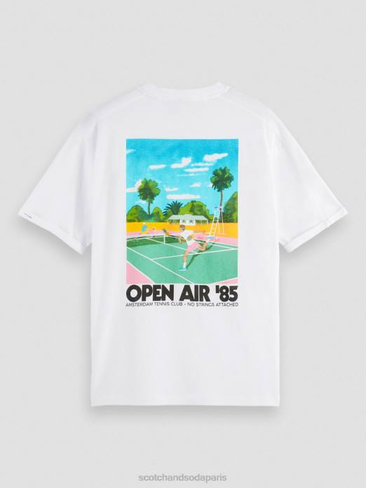 Scotch & Soda Hommes t-shirt décontracté à motif artistique blanc vêtements 4HB4420