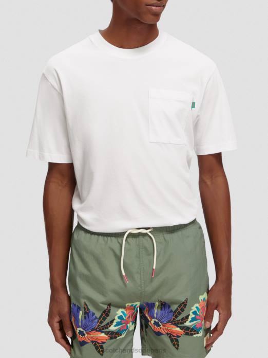 Scotch & Soda Hommes t-shirt décontracté à motif artistique blanc vêtements 4HB4422