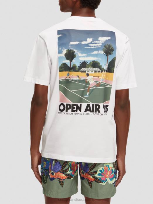 Scotch & Soda Hommes t-shirt décontracté à motif artistique blanc vêtements 4HB4422