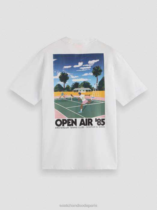 Scotch & Soda Hommes t-shirt décontracté à motif artistique blanc vêtements 4HB4422