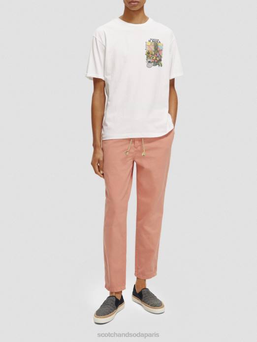 Scotch & Soda Hommes t-shirt décontracté à motif artistique blanc vêtements 4HB4459