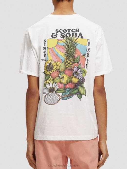 Scotch & Soda Hommes t-shirt décontracté à motif artistique blanc vêtements 4HB4459