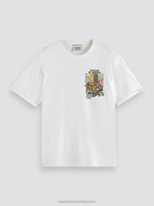Scotch & Soda Hommes t-shirt décontracté à motif artistique blanc vêtements 4HB4459