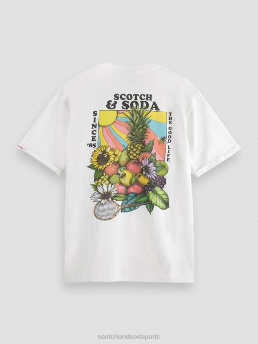 Scotch & Soda Hommes t-shirt décontracté à motif artistique blanc vêtements 4HB4459