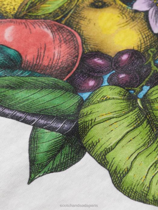 Scotch & Soda Hommes t-shirt décontracté à motif artistique blanc vêtements 4HB4459