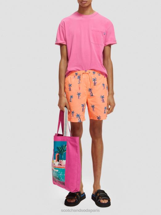 Scotch & Soda Hommes t-shirt décontracté à motif artistique cerise vêtements 4HB4423