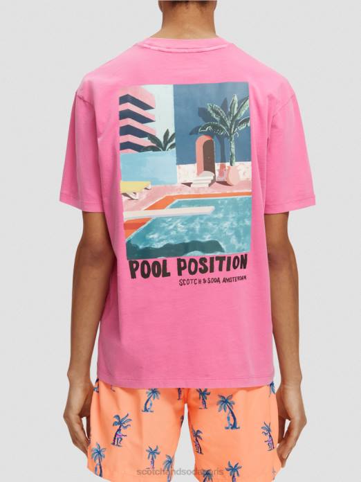 Scotch & Soda Hommes t-shirt décontracté à motif artistique cerise vêtements 4HB4423