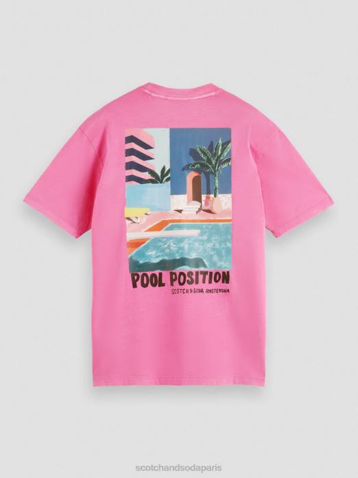 Scotch & Soda Hommes t-shirt décontracté à motif artistique cerise vêtements 4HB4423